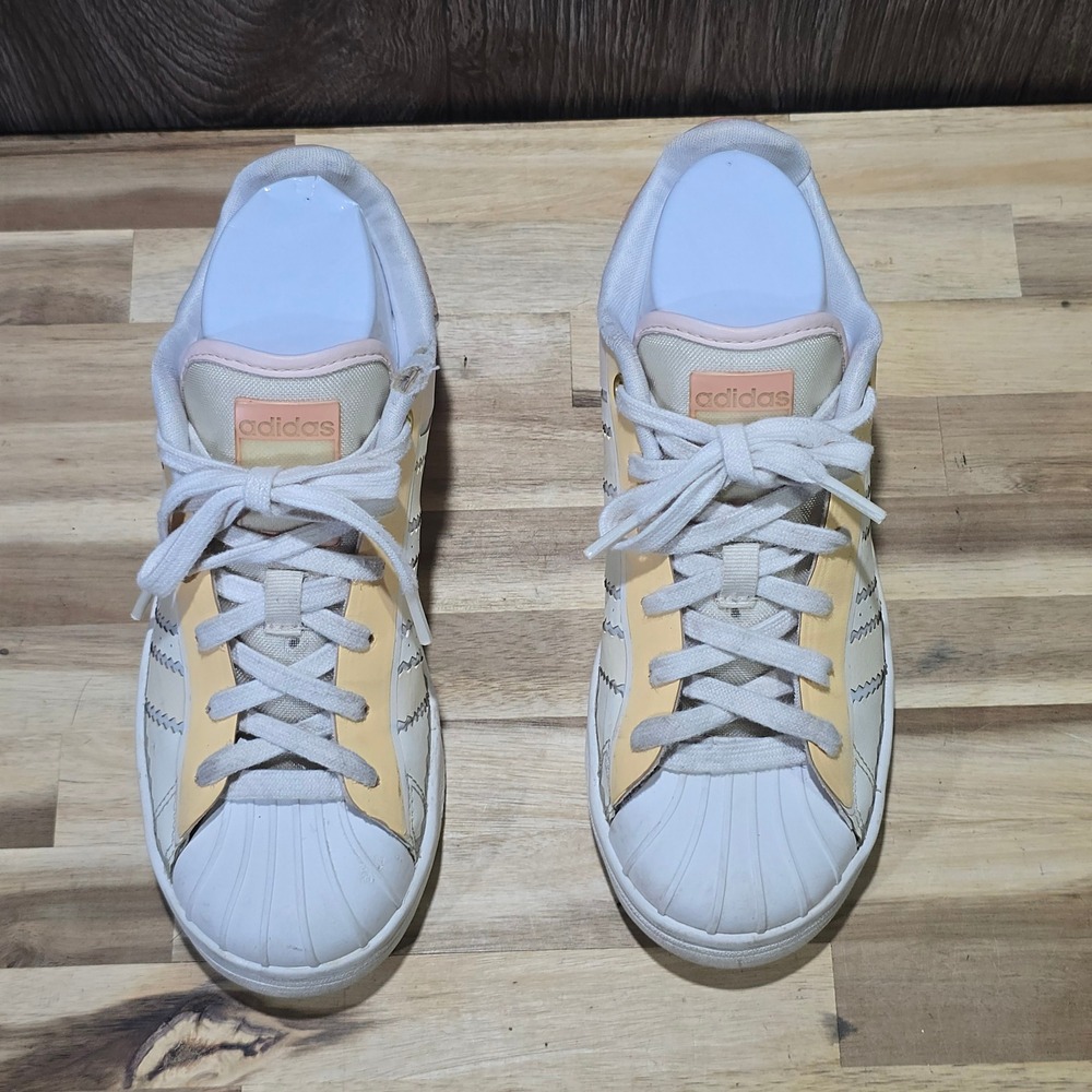 Adidas Superstar Womens Shoes Size 5 White Pink Yellow H05638 Shell Toe Sneakers - Picture 3 of 16